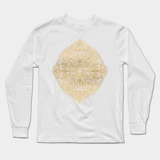 White Gouache Doodle on Gold Paint Long Sleeve T-Shirt